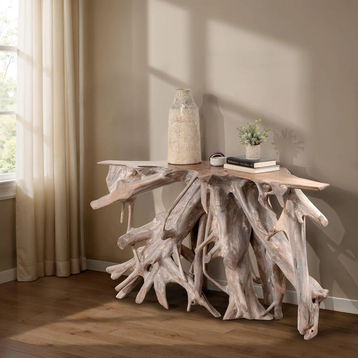 Classic Home - Cypress 59"- 60" Console Table in Natural White Wash - 51000001
