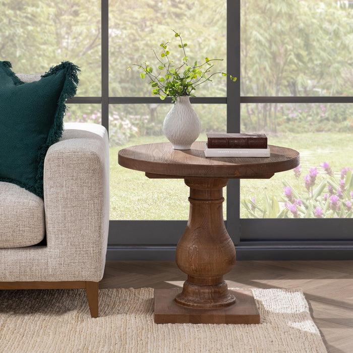 Biltmore Reclaimed Pine Round End Table - 51005399 - GreatFurnitureDeal