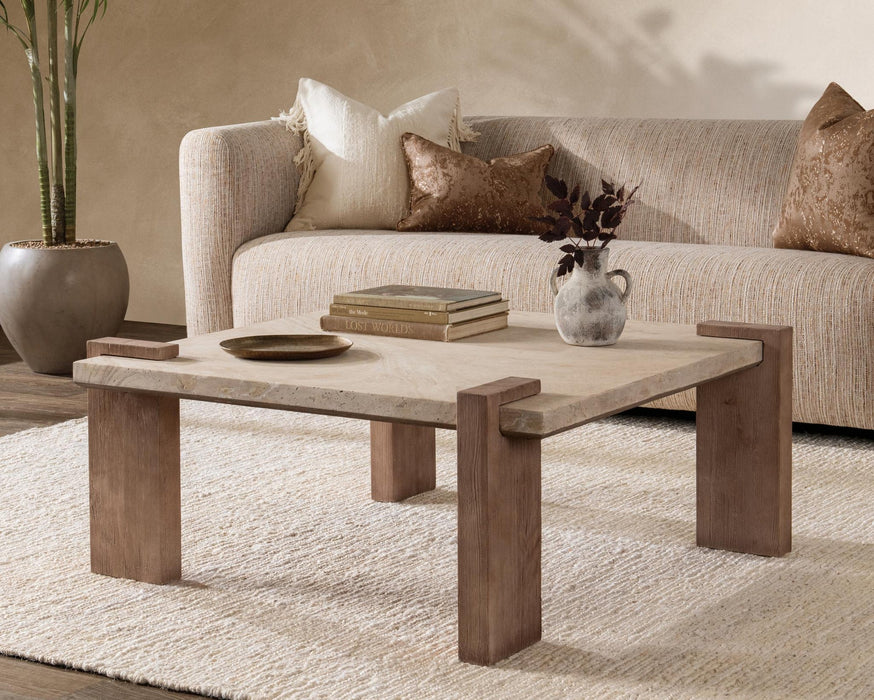 Classic Home - Ruare Travertine Square Coffee Table - 51005415 - GreatFurnitureDeal