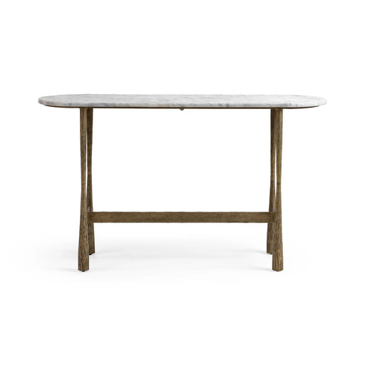Classic Home - Venicia Oval Console Table in White Sage - 51007639 - GreatFurnitureDeal