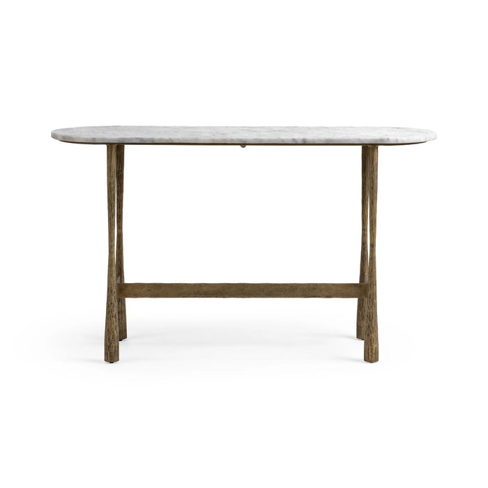 Classic Home - Venicia Oval Console Table in White Sage - 51007639 - GreatFurnitureDeal
