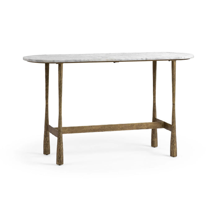 Classic Home - Venicia Oval Console Table in White Sage - 51007639 - GreatFurnitureDeal