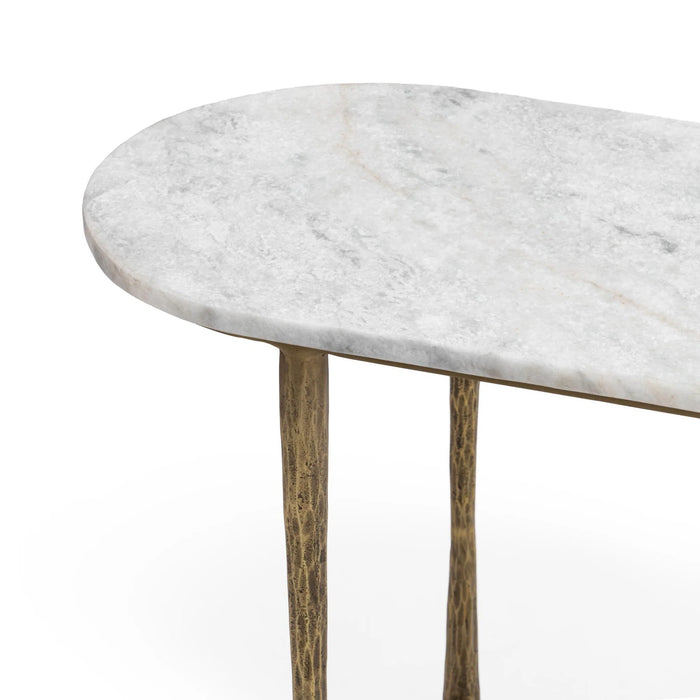 Classic Home - Venicia Oval Console Table in White Sage - 51007639 - GreatFurnitureDeal