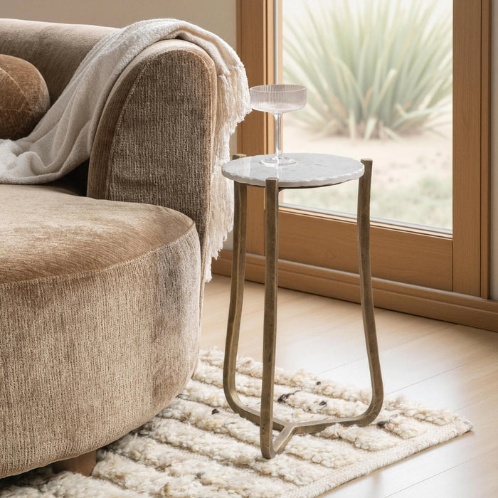 Classic Home - Emilia Round End Table in Snow Fall - 51007642