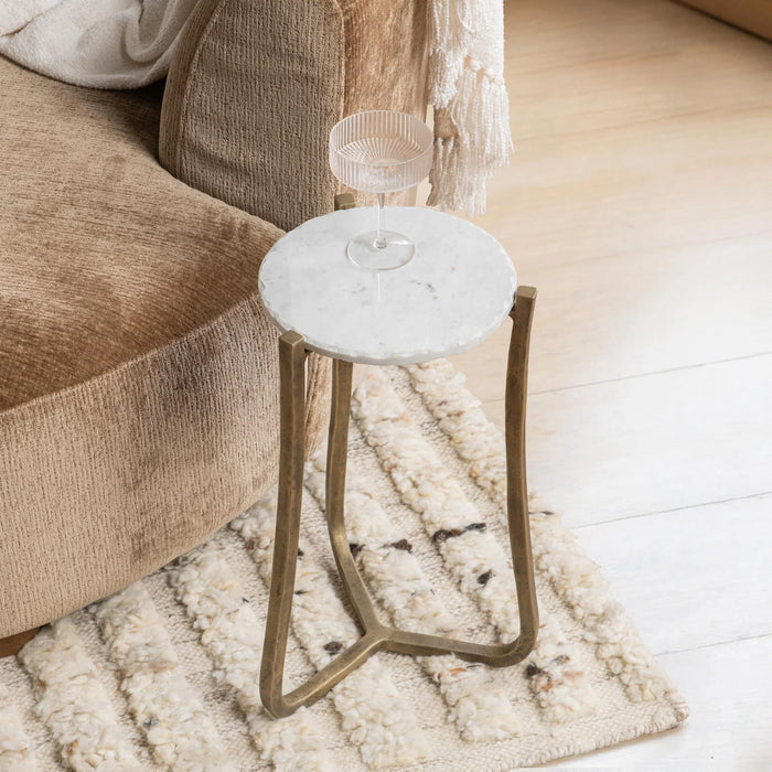 Classic Home - Emilia Round End Table in Snow Fall - 51007642