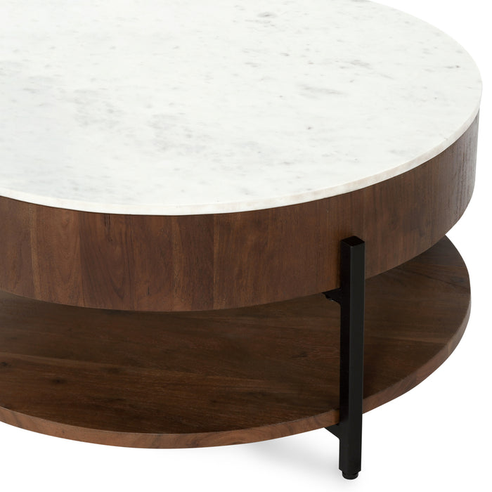 Classic Home Furniture - Lorna Marble/Acacia Wood 38" Round Coffee Table  - 51011886 - GreatFurnitureDeal