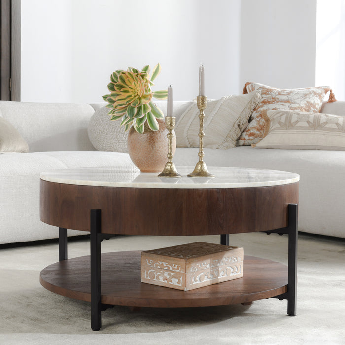 Classic Home Furniture - Lorna Marble/Acacia Wood 38" Round Coffee Table  - 51011886 - GreatFurnitureDeal