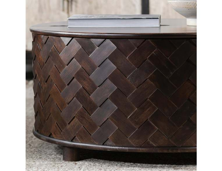 Classic Home Furniture - Shira Mango Wood 40" Round Storage Coffee Table Kona Brown - 51011887 - GreatFurnitureDeal