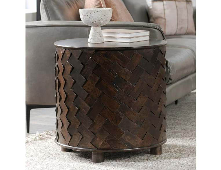 Classic Home Furniture - Shira Mango Wood 24" Round End Table Kona Brown - 51011888 - GreatFurnitureDeal