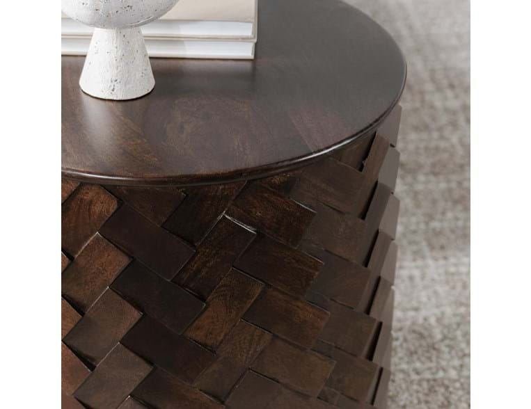 Classic Home Furniture - Shira Mango Wood 24" Round End Table Kona Brown - 51011888 - GreatFurnitureDeal