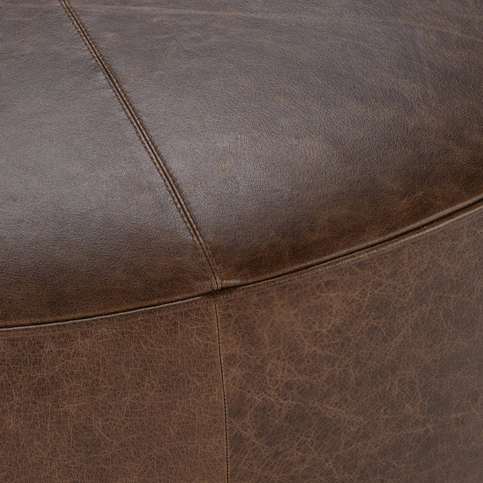 Classic Home - Clair Leather Round Cocktail Coffee Table - 51011967 - GreatFurnitureDeal