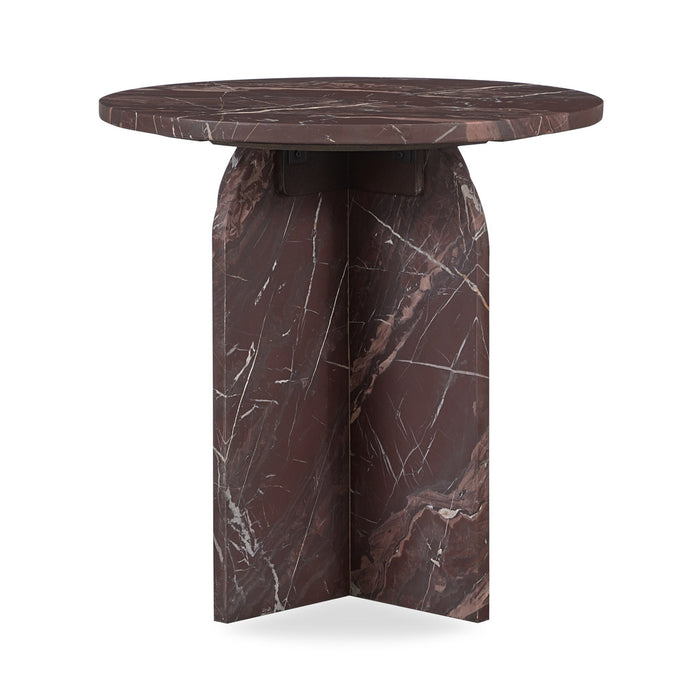 Classic Home - Briley Marble Round Accent Table Small - Merlot - 51012024 - GreatFurnitureDeal