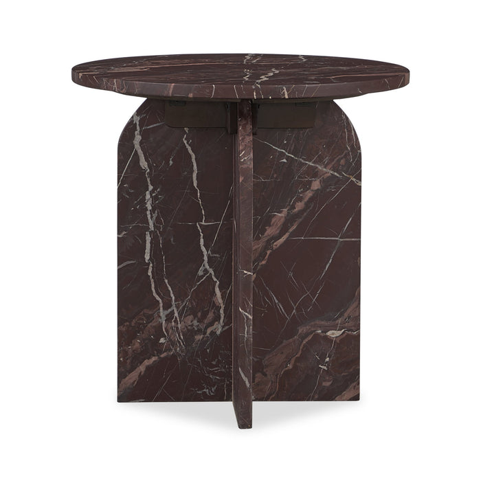 Classic Home - Briley Marble Round Accent Table Small - Merlot - 51012024 - GreatFurnitureDeal