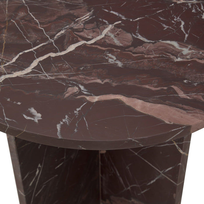 Classic Home - Briley Marble Round Accent Table Small - Merlot - 51012024 - GreatFurnitureDeal