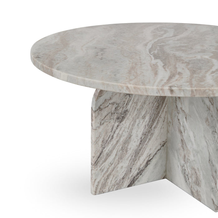 Classic Home - Reilly Marble Round Coffee Table Gray - 51012028 - GreatFurnitureDeal