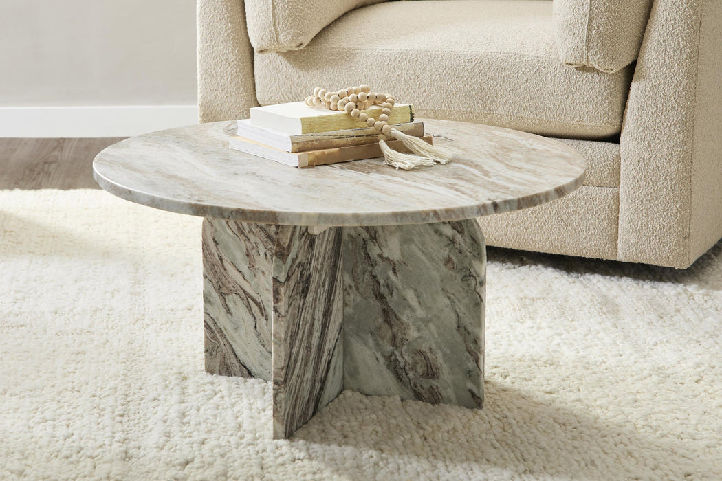 Classic Home - Reilly Marble Round Coffee Table Gray - 51012028 - GreatFurnitureDeal