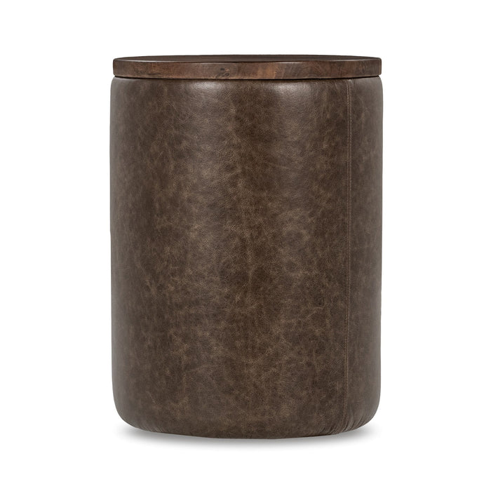 Classic Home - Andra Leather Round Accent Table - Cocoa Brown - 51012038 - GreatFurnitureDeal