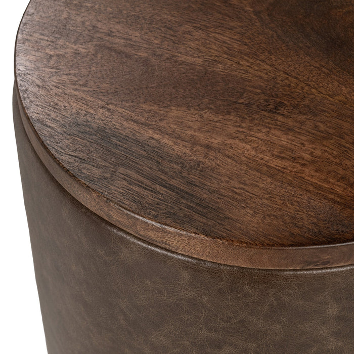 Classic Home - Andra Leather Round Accent Table - Cocoa Brown - 51012038 - GreatFurnitureDeal