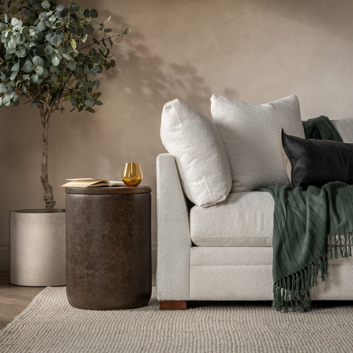 Classic Home - Andra Leather Round Accent Table - Cocoa Brown - 51012038 - GreatFurnitureDeal