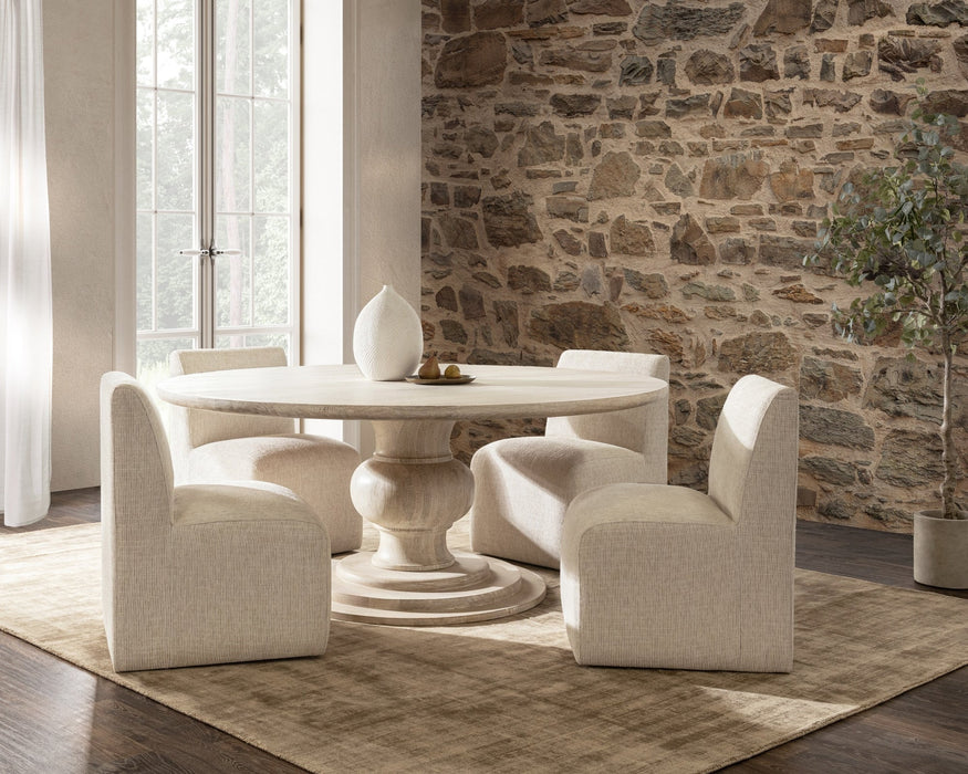 Classic Home - Hera Solid Wood Dining Table - White Washed - 60" - 51011879 - GreatFurnitureDeal