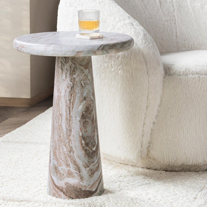 Classic Home - Huxley Marble Round Accent Table - 16" - 51012108 - GreatFurnitureDeal