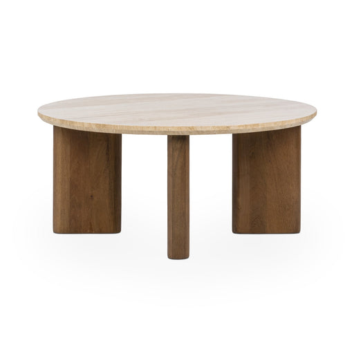 Classic Home - Idella Travertine Round Coffee Table - 51012110 - GreatFurnitureDeal