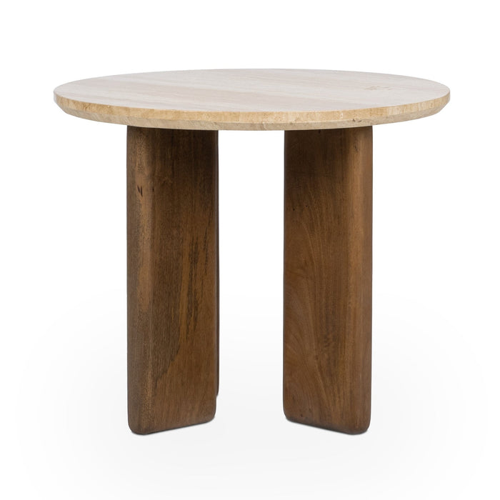 Classic Home - Idella Travertine Round End Table - 51012111 - GreatFurnitureDeal