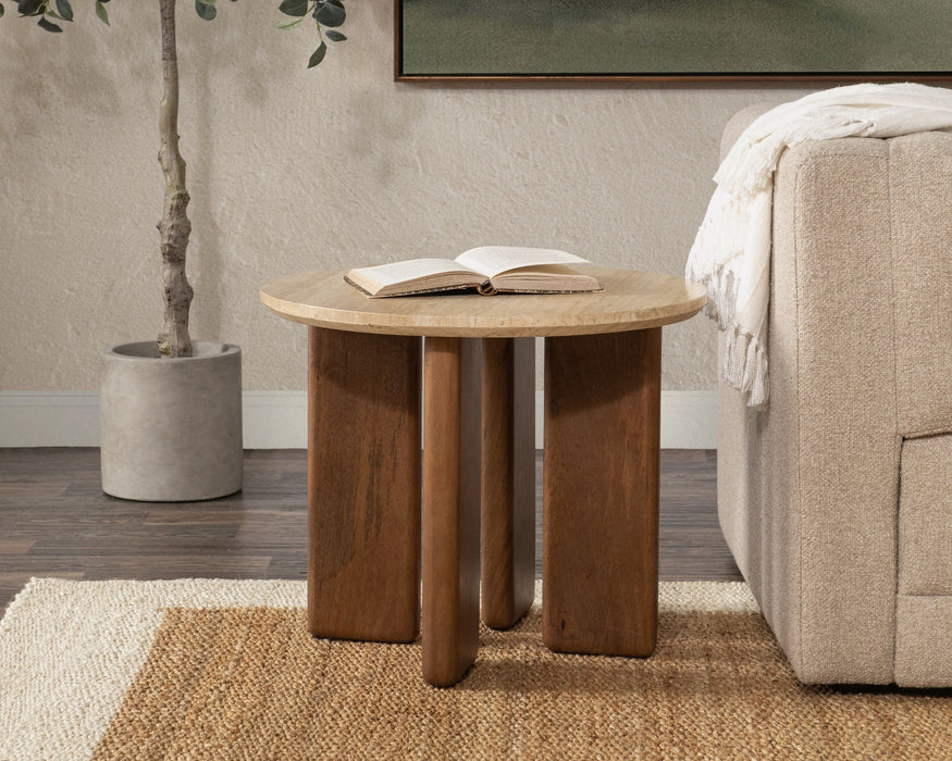 Classic Home - Idella Travertine Round End Table - 51012111 - GreatFurnitureDeal