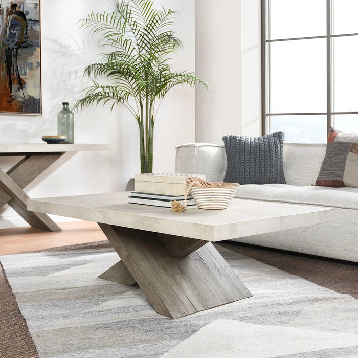 Classic Home - Durant Coffee Table in Antique White/Distressed Brown - 51030948 - GreatFurnitureDeal