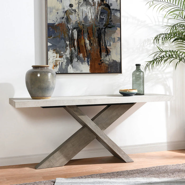 Classic Home - Durant Console Table in Antique White/Distressed Brown - 51030949 - GreatFurnitureDeal