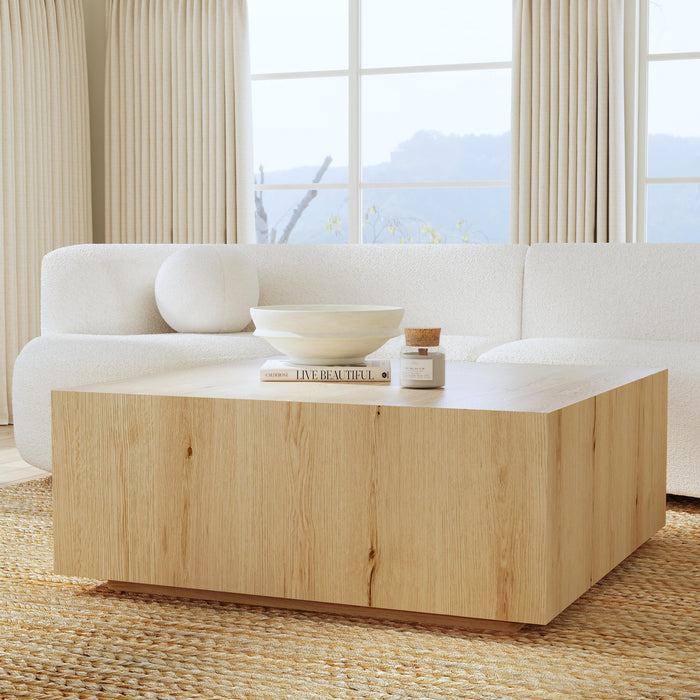 Classic Home - Layne Solid Wood Square Coffee Table w Casters - True Natural - 51031406 - GreatFurnitureDeal