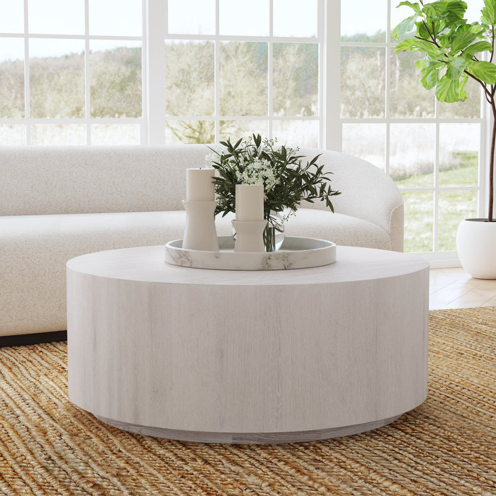 Classic Home - Layne Solid Wood Round Coffee Table with Casters - Milk White - 51031411 - GreatFurnitureDeal