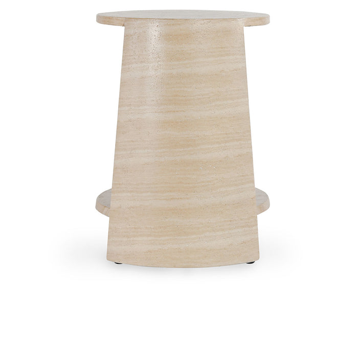 Classic Home Furniture - Rosen Outdoor Concrete 28" Round End Table Travertine - 51031638 - GreatFurnitureDeal