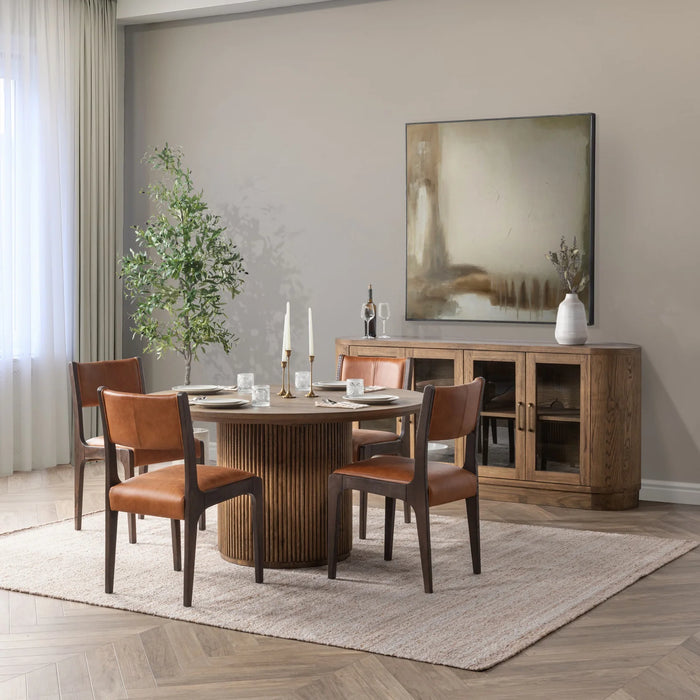 Classic Home - Vander Solid Wood Round Dining Table in Tawny Brown - 51031739