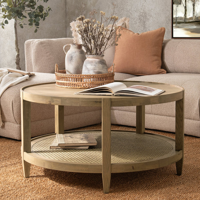 Classic Home - Devin Solid Wood Round Coffee Table - 51031749 - GreatFurnitureDeal