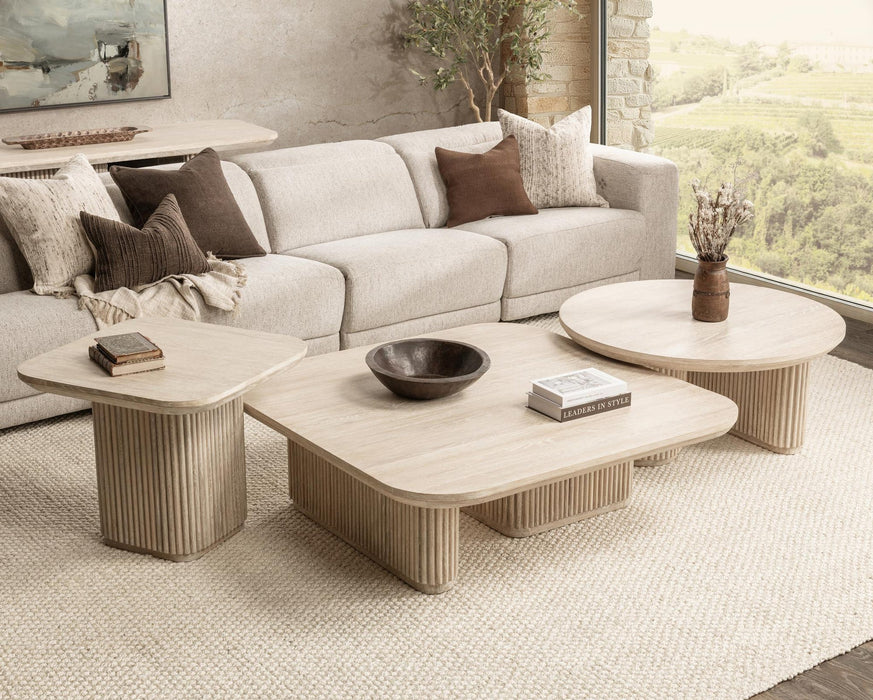 Classic Home - Vander Solid Wood Square Coffee Table -Cream Washed- 51031761 - GreatFurnitureDeal