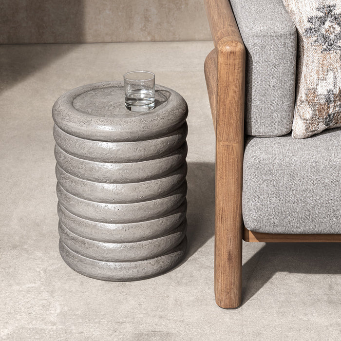 Classic Home - Reva Outdoor 14" Round End Table in Athena Gray - 51031813 - GreatFurnitureDeal