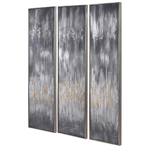 Uttermost - Gray Showers Hand Painted Canvases, Set/3 - 51304 - GreatFurnitureDeal