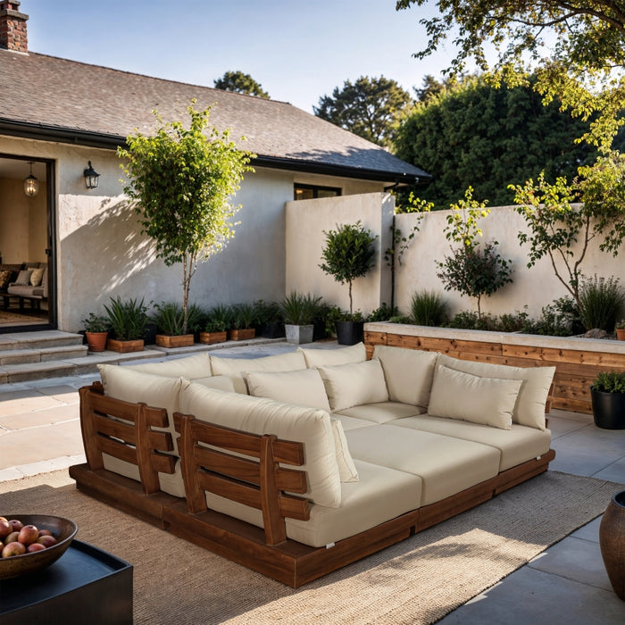 Meridian Furniture - Ease 228" Fabric Upholstered 8 Piece Modular Sectional - 111Tan-Sec6C - GreatFurnitureDeal