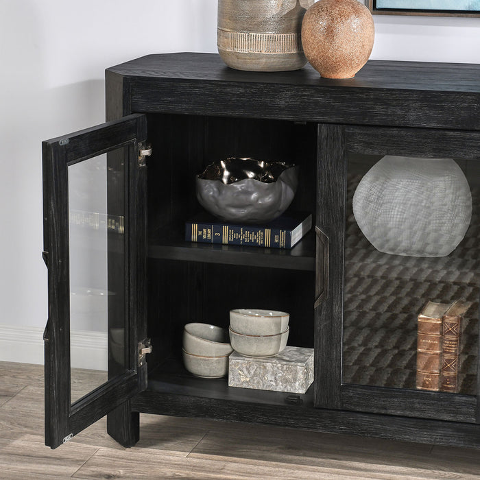 Classic Home Furniture - Macarthur Reclaimed Oak 4Dr Cabinet Antique Black - 52004123