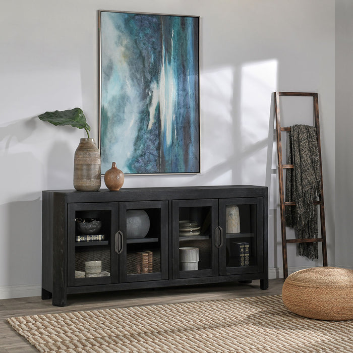 Classic Home Furniture - Macarthur Reclaimed Oak 4Dr Cabinet Antique Black - 52004123