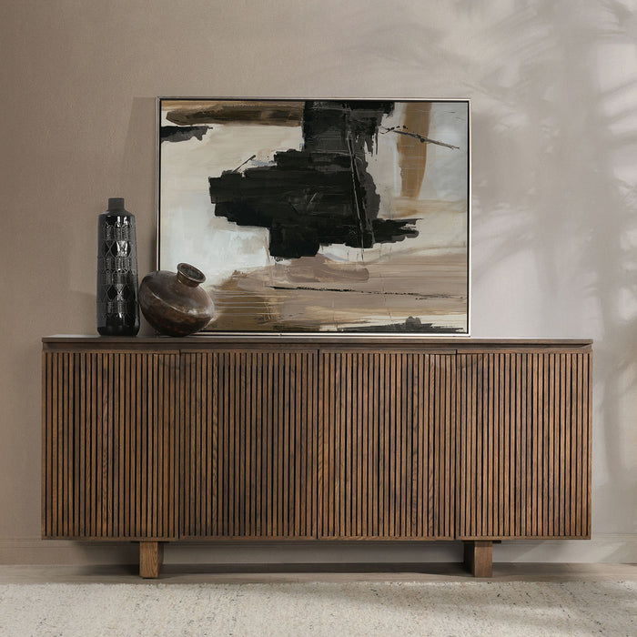 Classic Home Furniture - Roya Reclaimed Oak Wood 4 Dr Cabinet Toasted Brown - 52004158