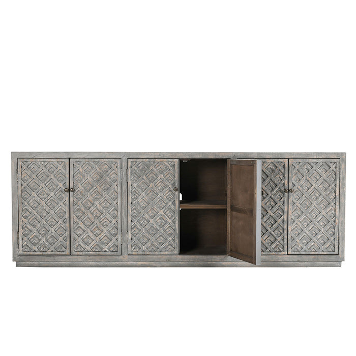 Classic Home Furniture - Jonas Reclaimed Pine 6Dr Cabinet Timeworn Gray - 52004569 - GreatFurnitureDeal