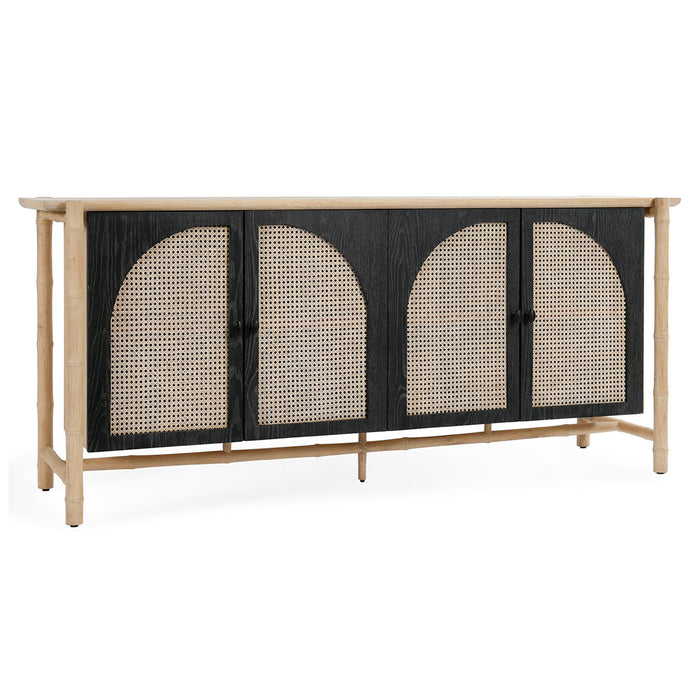 Classic Home Furniture - Barrea Oak Wood 4Dr Cabinet Natural/Antique Black - 52004701 - GreatFurnitureDeal