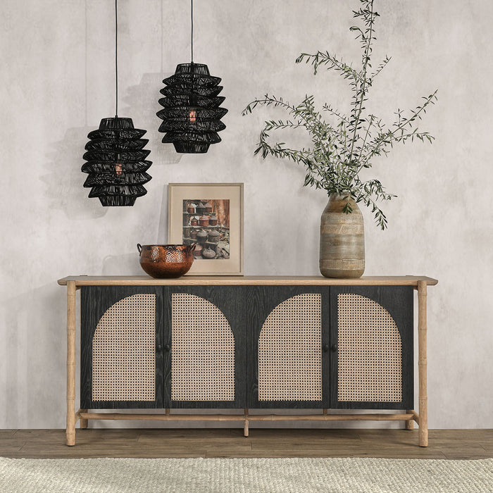 Classic Home Furniture - Barrea Oak Wood 4Dr Cabinet Natural/Antique Black - 52004701