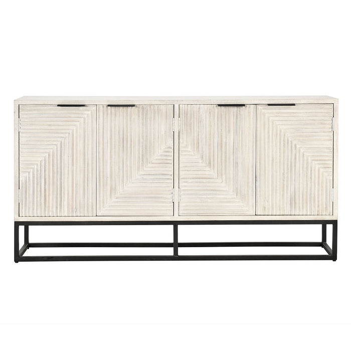 Classic Home Furniture - Flint Mango Wood 4Dr Cabinet Coastal White - 52010862 - GreatFurnitureDeal