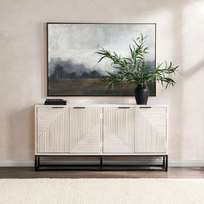 Classic Home - Flint Mango Wood 4Dr Cabinet Coastal White - 52010862 - GreatFurnitureDeal