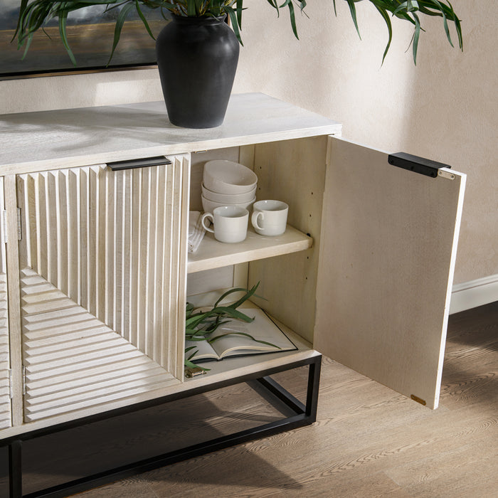Classic Home - Flint Mango Wood 4Dr Cabinet Coastal White - 52010862 - GreatFurnitureDeal