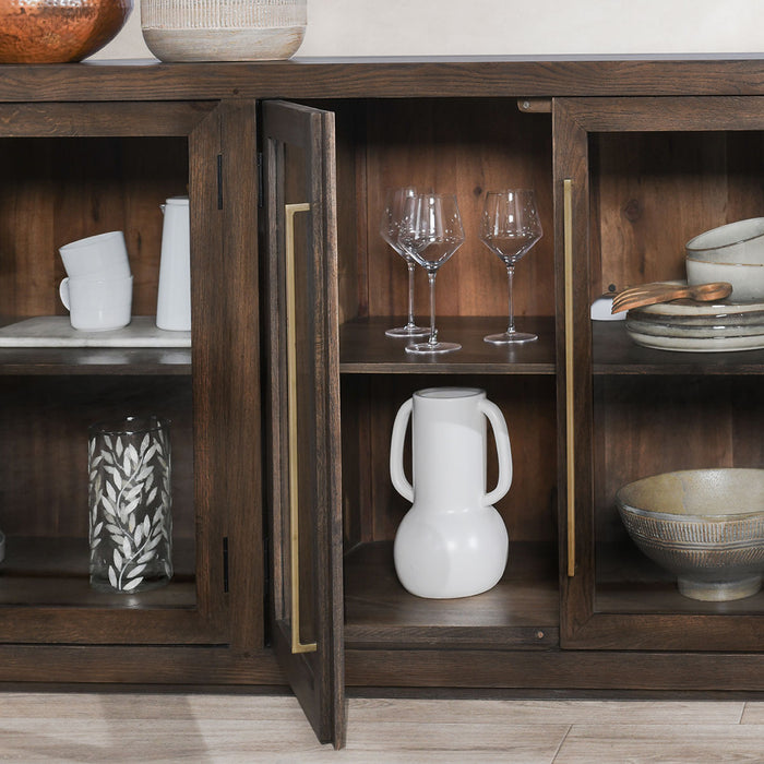 Classic Home Furniture - Bradley Oak Wood 6Dr Cabinet Cocoa Brown - 52010895 - GreatFurnitureDeal