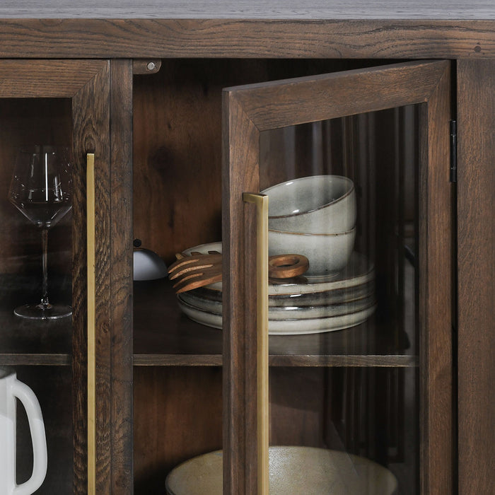 Classic Home Furniture - Bradley Oak Wood 6Dr Cabinet Cocoa Brown - 52010895